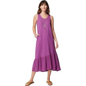J.Jill Plus Size 2X Flounced Hem Knit Midi Dress Berry Purple
